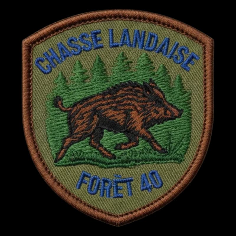 Écusson brodé d'une association de chasse, blason rond
