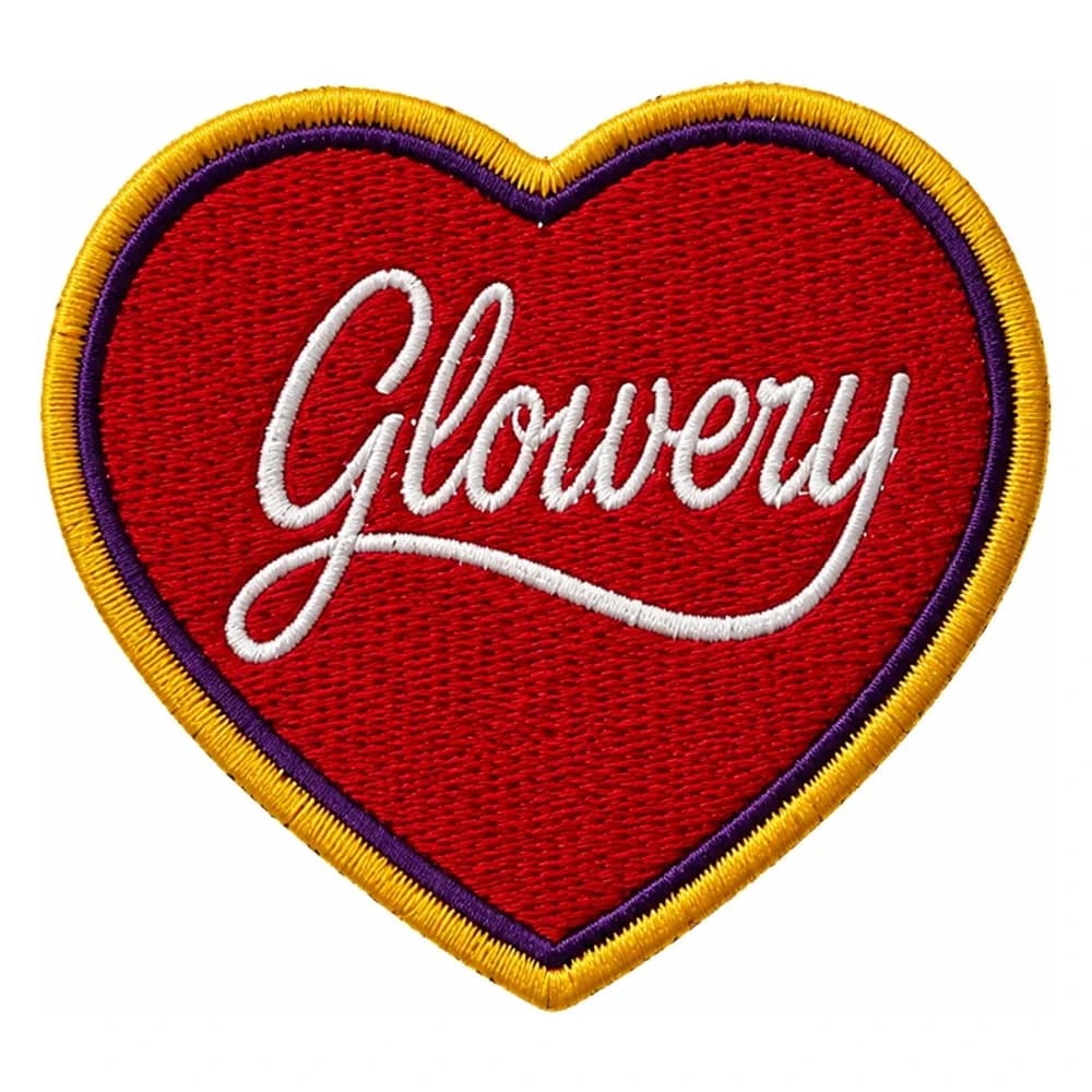 Patch brodé du label Glowery, cœur rouge à liseré doré