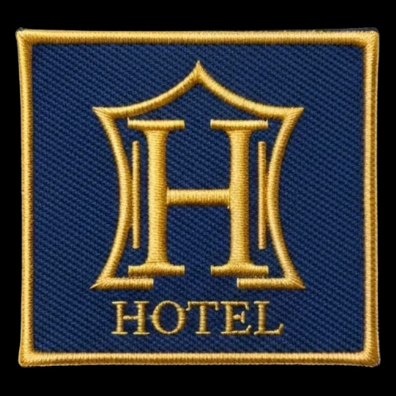 Écusson brodé carré logo d'hôtel pour uniforme