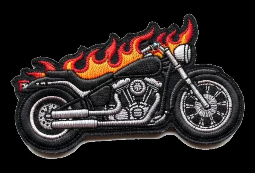 Écusson brodé flammes moto