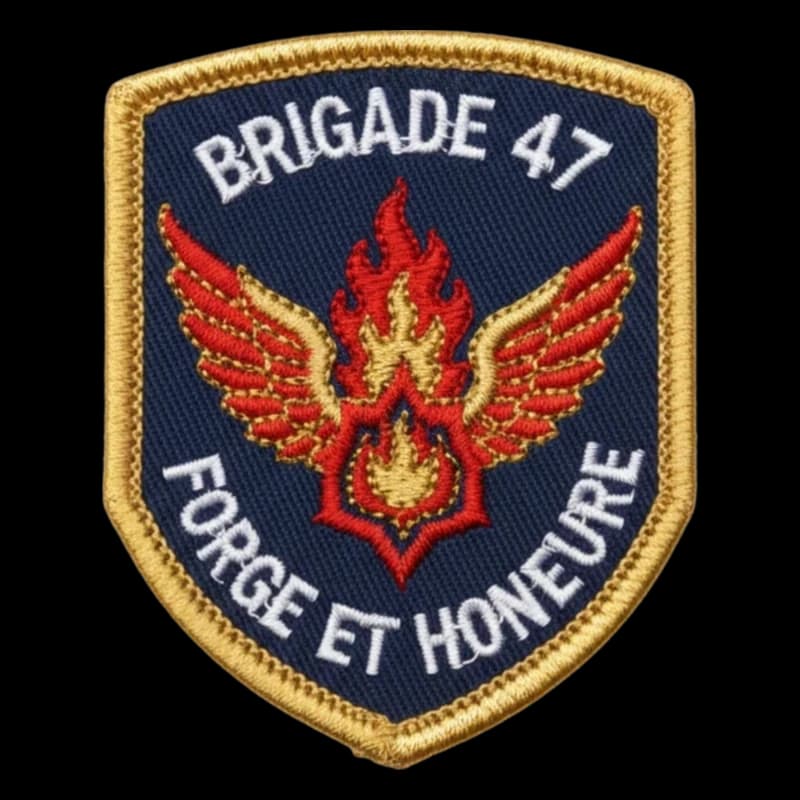 Écusson brodé militaire de brigade, forme blason
