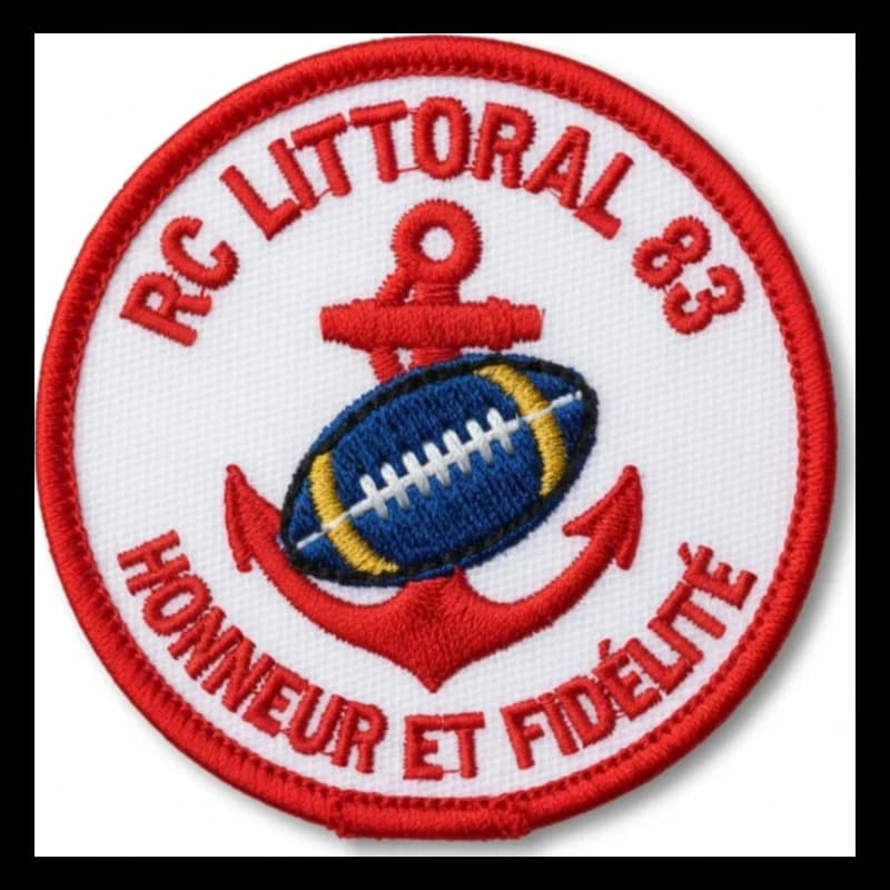 Écusson brodé personnalisé d'un club de football côtier, blason marin à l'ancre