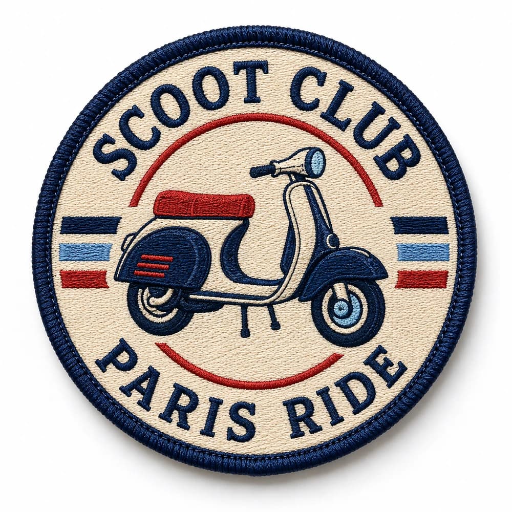 Écusson brodé rond d'un club de scooter parisien