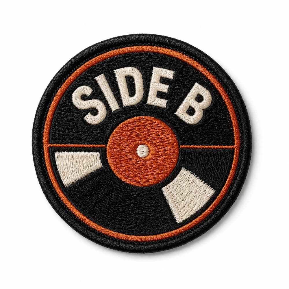 Écusson brodé rond disque vinyle Side B