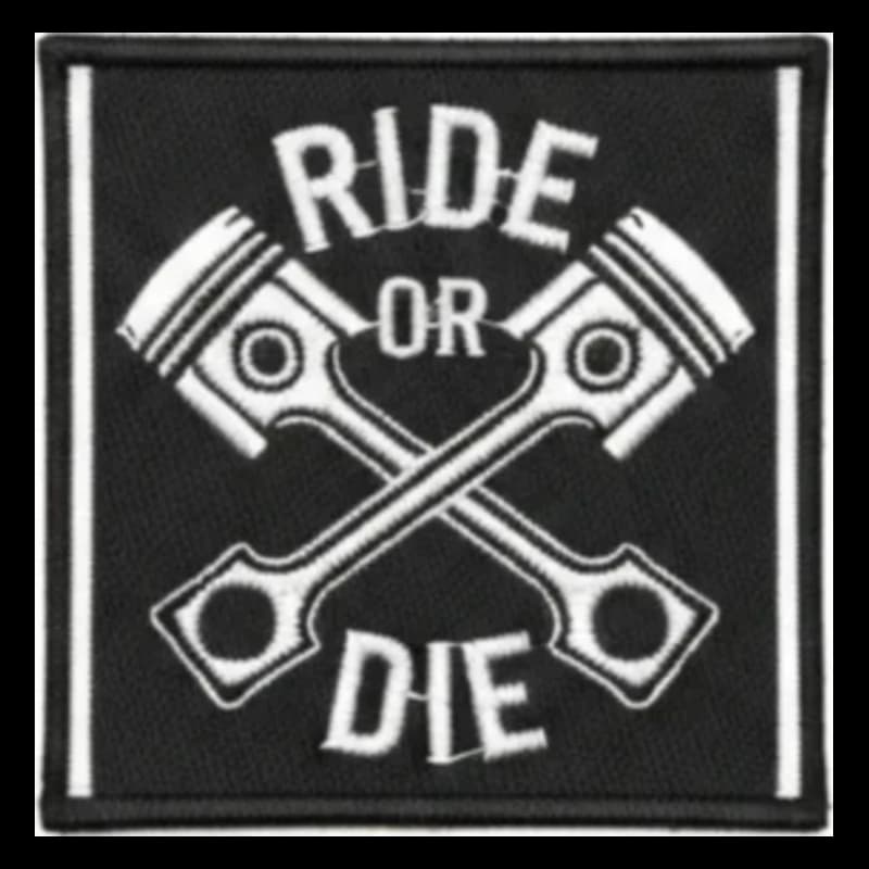Écusson brodé carré biker ride or die