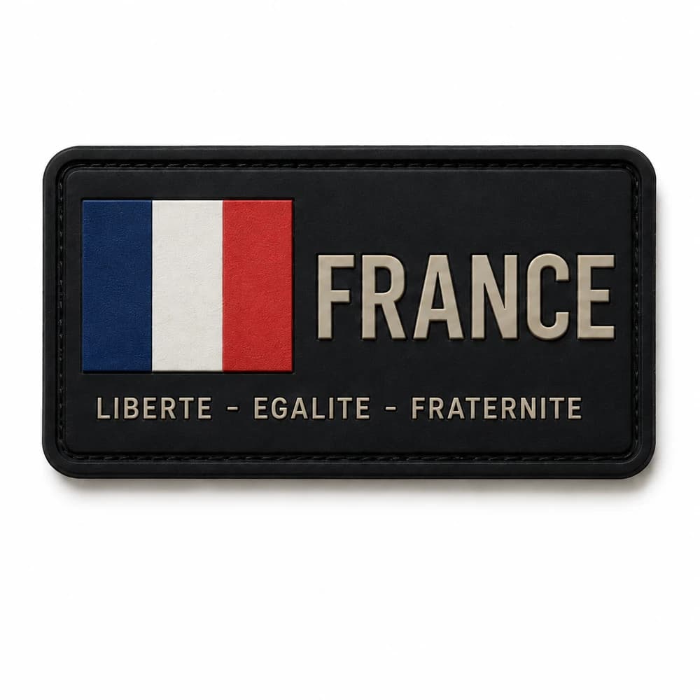 Écusson PVC 3D drapeau France, devise républicaine en relief