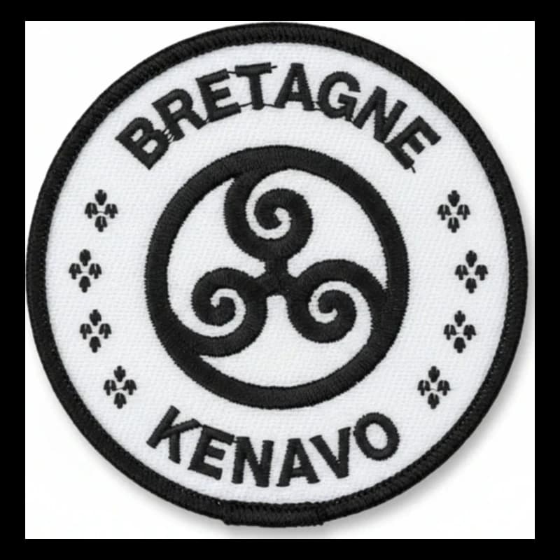 Écusson brodé régional Bretagne, triskèle et hermines